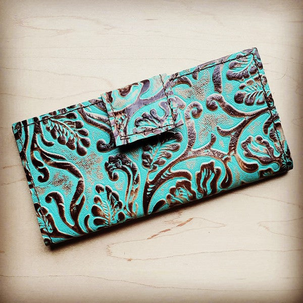 Leather Wallet in Cowboy Turquoise w/ Snap