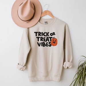 Trick Or Treat Vibes Pumpkin Graphic Sweatshirt