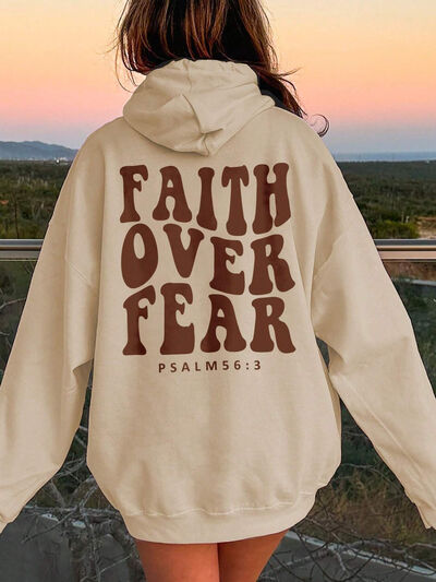 FAITH OVER FEAR Dropped Shoulder Hoodie