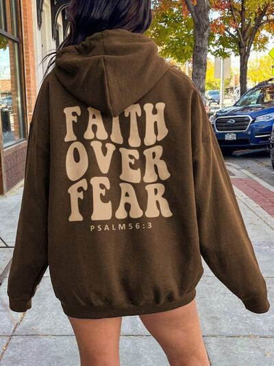 FAITH OVER FEAR Dropped Shoulder Hoodie