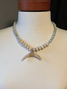 Wooden Crescent Bead Necklace